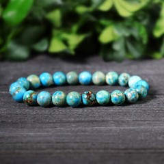 Natural Blue Sea Sediment 8mm Beaded Bracelet Healing Chakra Stretch Bracelet