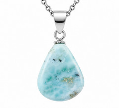 Artisan Polished Ocean Blue Larimar 925 Sterling Silver Pendant 35mm