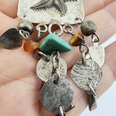 Artisan Starfish Pendant Necklace 925 Sterling Gemstone Chip Dangle Charms 19”