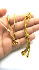 24K Gold Plated Necklace 18″ Knot design Intricate Chain with Tassel End