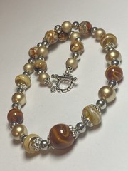 Artisan Handcrafted Art Deco Lampwork Glass Jewelry Amber fromChaos Necklace #4