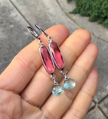 Tourmaline tone Silver Sundance charm handmade earrings Artisan Jewelry