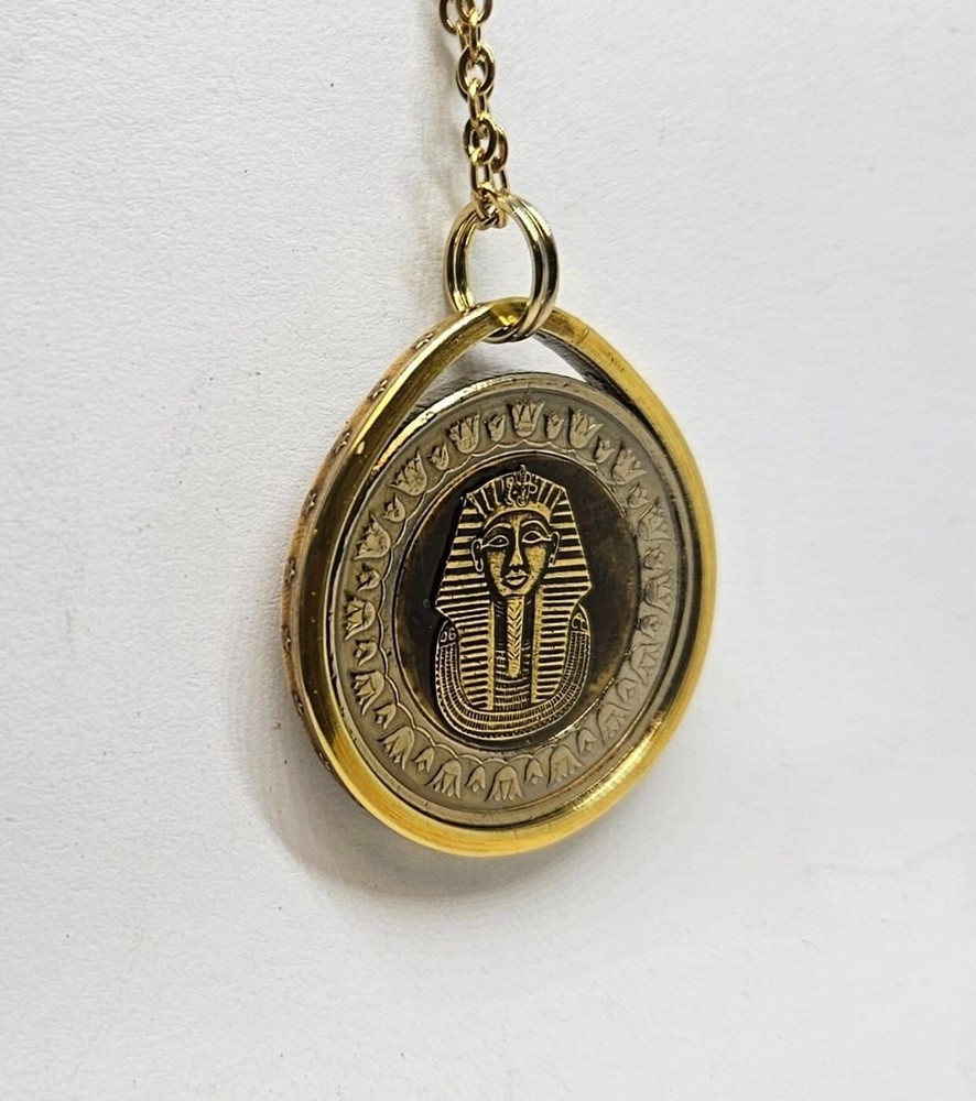 Tear drop Pendant made from Egypt King Tut coin ring with 22 in chain