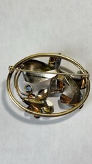 Vintage 12k Gold Filled In Sterling Silver Flower Design Brooch-pin