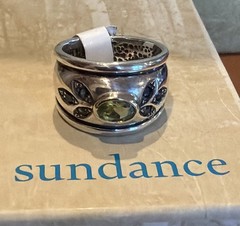 NWT Sundance Catalog Silver Peridot And Iolite Wide Band Ring Size 5 $330