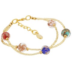 Glass Of Venice Aurora Murano Glass Bracelet Multicolor Handmade with Italian Sp