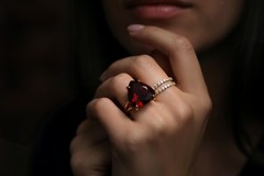 Garnet Ring Anemone 14k Rose Gold Filled Trillion Cut Triangle Gem