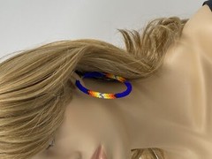 Handmade beaded Deep Blue Lever back Hoops