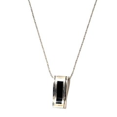 925 Sterling Onyx Pendant Necklace 20 in. Milor Silver Chain Modern Minimalist