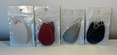 Handcrafted Faux Leather Teardrop Dangle Earrings Red White Black Silver 4 Pairs