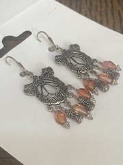 Sterling Silver Peruvian Style Glass Chandelier Dangle Drop Clip back Earrings