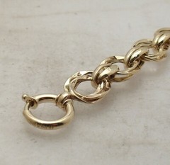 7.75″ All Shiny Hammered Multi Oval Link Bracelet Real 14K Yellow Gold