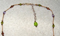 ARTISAN MADE COPPER WIRE and GOLD & LAVENDER GLASS BEADS PENDANT NECKLACE – 16″
