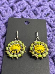 Artisan Multicolor Glass Seed Bead Dangle Earrings 1 inch