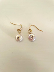 Coin Pearl Earrings Amethyst Crystal Center Handmade by Sheoma USA