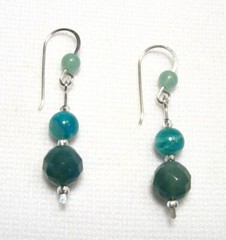 Lyns Jewelry Agate, Amazonite and Aventurine Drop Earrings Silver