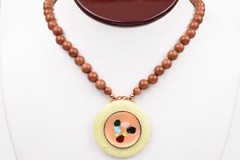 Adjustable 18-19″ Copper Goldstone Bead Necklace Serpentine & Enamel Accents