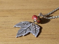 OOAK Autumn Leaf Sterling Silver Handmade Necklace, natural Jasper stone