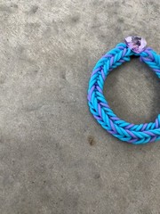 Rubber Blue Purple Heart Handmade Stretch Bracelet
