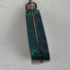 Green Chrysocolla Stone Pendant Trapezoid Shape Natural Gemstone Boho Charm 1.5″