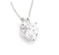 Solid 18k White Gold Diamond Heart Necklace 1.5 carat Valentines day wife