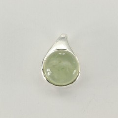 925 Sterling Silver – Round Green Prehnite Pendant – Charm – Pendantif Prehnite