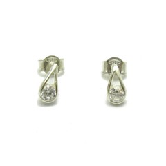 Small sterling silver earrings solid 925 with 4.5mm round CZ E000677 Empress