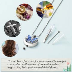 Butterfly Urn Necklace for Ashes Women Men Moon Memorial Ashes Cremation Jewelry
