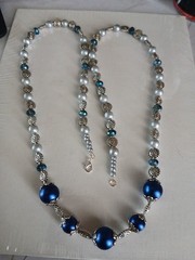 Beautiful 34″ Glass And Metal Beaded Necklace Handmade New
