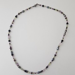 Pearl Glass Stone Beaded Necklace Sterling Silver Clasp 17″ Dainty