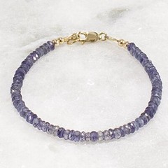 3–3.5mm Iolite Bracelet, Faceted Rondelle, 14k Gold Filled
