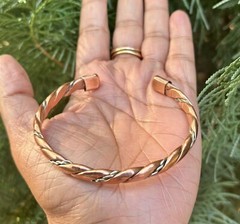 1Pc Pure Copper and Silver Healing Bangle Cuff Bracelet Spiritual, Unisex