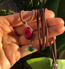 Sundance Charm Necklace leather suede cord handmade artisan jewelry