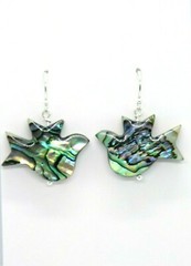 Abalone Paua Shell Earrings Bird Dove Shape 925 Sterling Silver Iridescent 1″