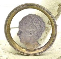 Antique 1940’s E Byrne Livingston Genuine Cut out Netherlands large Coin Pin