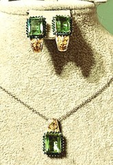 REDUCED: Chartreuse Quartz Triplet necklace w/ topaz & zircon