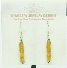 Sterling Silver Natural HESSONITE GARNET Dangle Earrings #5520…Handmade USA