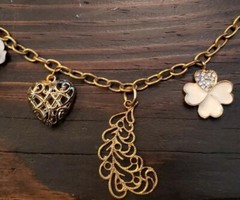 Vintage Repurposed Recycled Unique Charms Flower Heart Pearl Mismatched Necklace