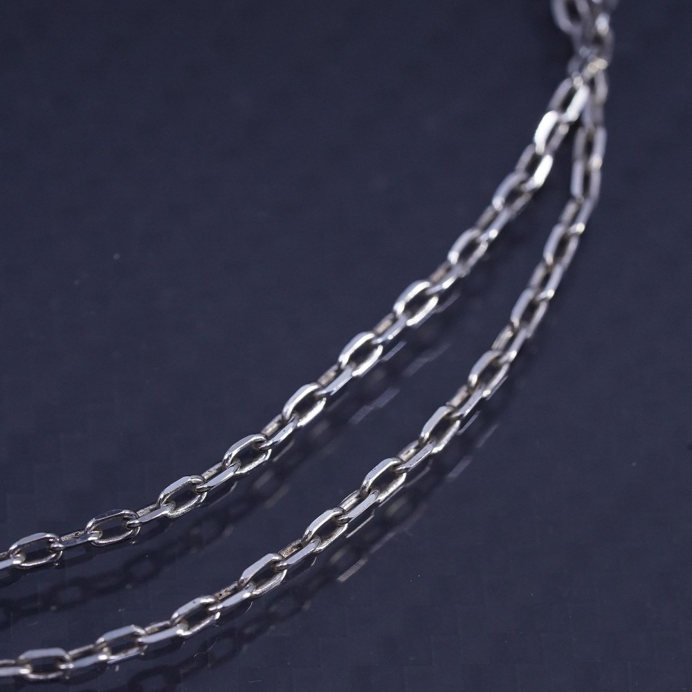 18”, vintage Designer Signed sterling silver 925 ribbed circle chain necklace