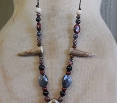 Obsidian Jasper Spider Antler Pill Box Stash Necklace Antler Tips Gemstone Beads