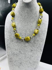 Serpentine Sterling Silver Multi-bead Southwestern Signed Collar Necklace 16”