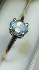 CUTE NATURAL BLUE TOPAZ IN STERLING SILVER RING SIZE 7.0-7.25!