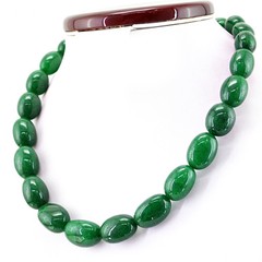 668.00 Cts Earth Mined Green Emerald Oval Shape Beads Single Strand Necklace