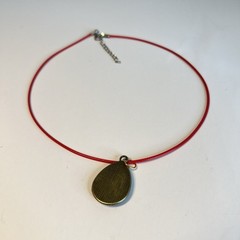 Handmade Evil Eye Resin Pendant Necklace Black Red 20″ Red Waxed Cord