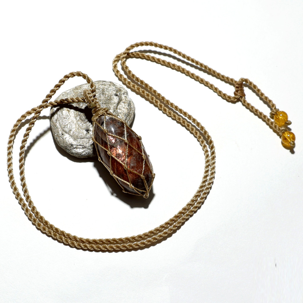 Creative Life Force— Haze Sunstone Shiva Lingam Necklace— Sacred Stone Talisman