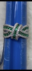 💝Silver, CZ & Green Quartz Jewelry Set, Necklace, Earrings, Bracelet & Ring