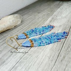 Boho Chic Beaded Fringe Cascade Shoulder Duster Dangle Earrings 3.5″