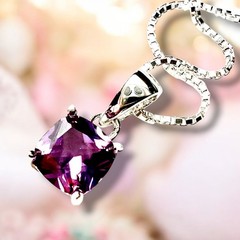 Lab Made Color Change Alexandrite Pendant, Sterling Silver, June Birthstone