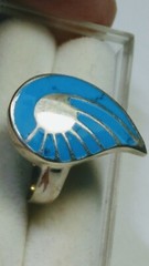 CUTE STERLING SILVER .925 WITH TURQUOISE INLAYS DESIGNER RING IN SIZE 5.75-6.0
