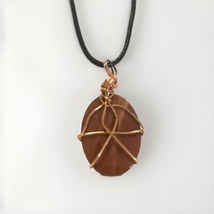 Mookaite Gemstone Pendant, Copper Wire, 18 In. Jewelry, Necklace Gift.